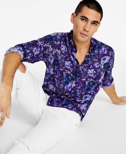INC International Concepts Men's Rosco Short-Sleeve Floral Print Shirt, Created For Macy's -macys shop 22525714 fpx