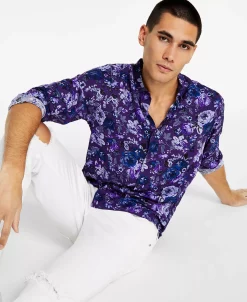 INC International Concepts Men's Rosco Short-Sleeve Floral Print Shirt, Created For Macy's -macys shop 22525714 fpx