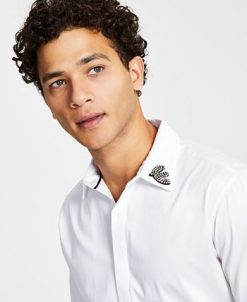 INC International Concepts Men's Long-Sleeve Embellished-Collar Shirt, Created For Macy's -macys shop 22525726 fpx