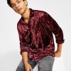 INC International Concepts Men's Crinkled Velvet Button-Up Long-Sleeve Shirt, Created For Macy's -macys shop 22525744 fpx