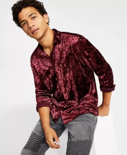 INC International Concepts Men's Crinkled Velvet Button-Up Long-Sleeve Shirt, Created For Macy's 6 INC International Concepts Men's Crinkled Velvet Button-Up Long-Sleeve Shirt, Created For Macy's -macys shop 22525744 fpx