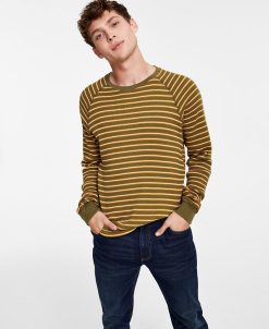 Sun + Stone Men's Striped Thermal Long-Sleeve Shirt, Created For Macy's