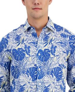 Club Room Men's Poke Tropical Long-Sleeve Linen Shirt, Created For Macy's -macys shop 22601032 fpx