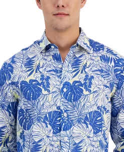 Club Room Men's Poke Tropical Long-Sleeve Linen Shirt, Created For Macy's -macys shop 22601032 fpx