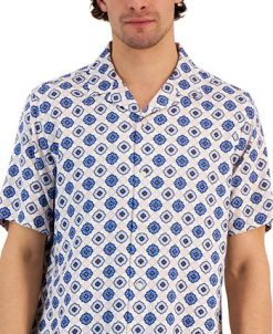 Club Room Men's Silk Medallion Shirt, Created For Macy's -macys shop 22601036 fpx