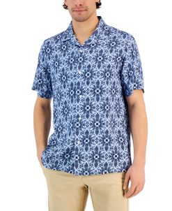 Club Room Men's Silk Floral Medallion Shirt, Created For Macy's