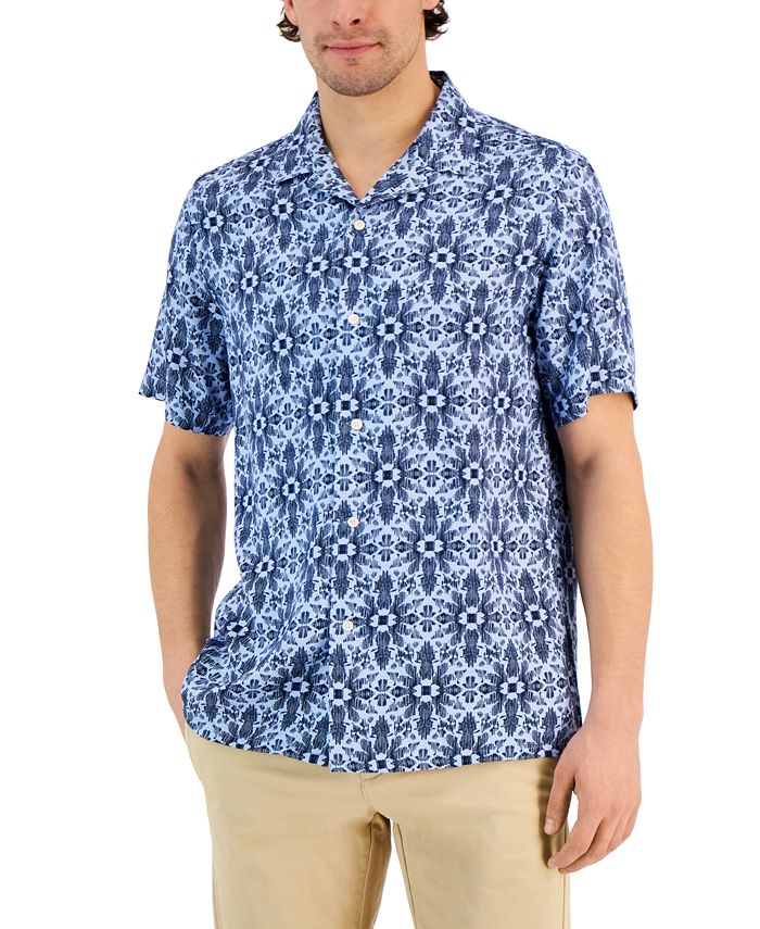 Men's Silk Floral Medallion Shirt, Created For Macy's Club Room Men's Silk Floral Medallion Shirt, Created For Macy's -macys shop