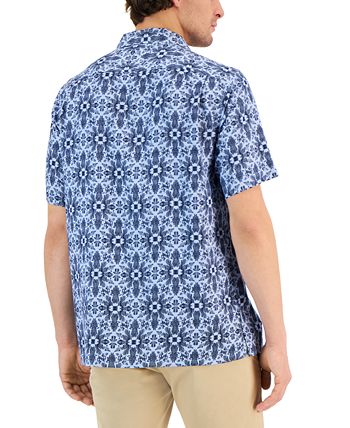 Men's Silk Floral Medallion Shirt, Created For Macy's Club Room Men's Silk Floral Medallion Shirt, Created For Macy's -macys shop
