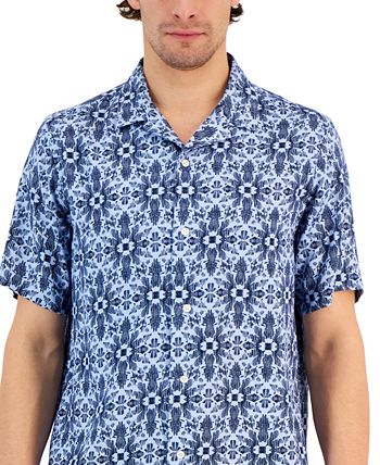Men's Silk Floral Medallion Shirt, Created For Macy's Club Room Men's Silk Floral Medallion Shirt, Created For Macy's -macys shop