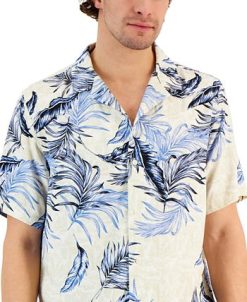 Club Room Men's Tropical Leaves Shirt, Created For Macy's -macys shop 22601044 fpx