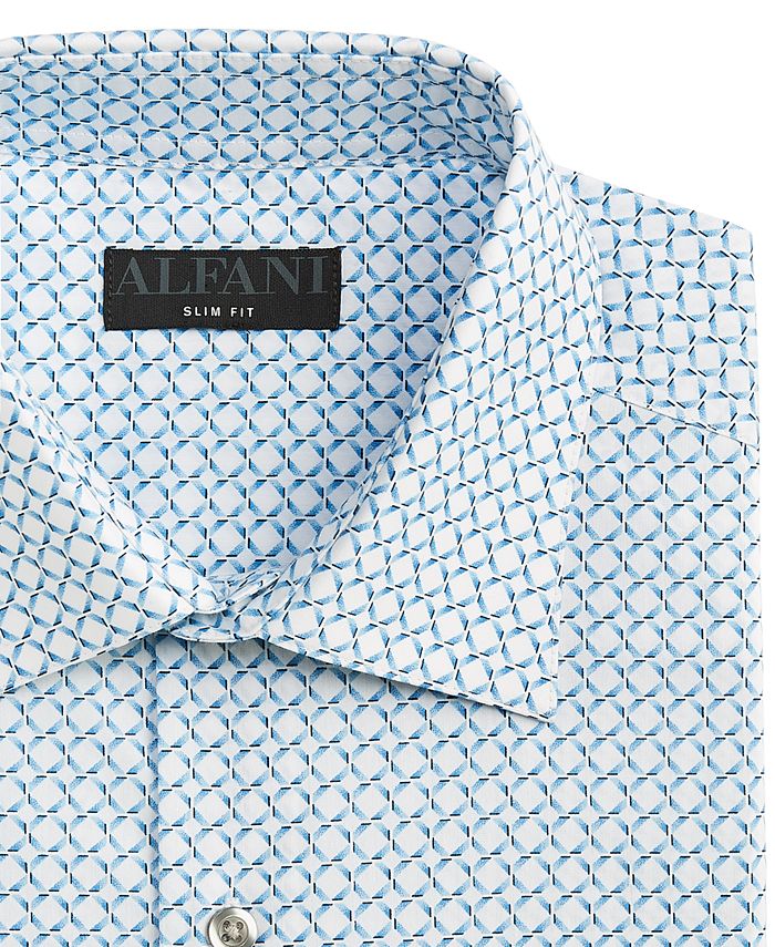 Men's Slim Fit 2-Way Stretch Stain Resistant Geometric Print Dress Shirt, Created For Macy's Alfani Men's Slim Fit 2-Way Stretch Stain Resistant Geometric Print Dress Shirt, Created For Macy's -macys shop