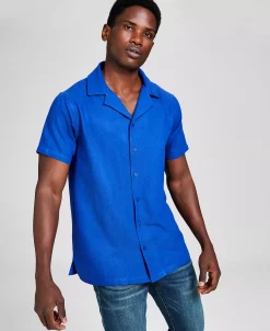 And Now This Men's Solid Short Sleeve Camp Shirt, Created For Macy's -macys shop 22677589 fpx
