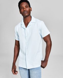 And Now This Men's Solid Short Sleeve Camp Shirt, Created For Macy's