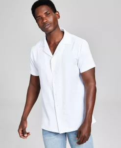 And Now This Men's Solid Short Sleeve Camp Shirt, Created For Macy's -macys shop 22677601 fpx