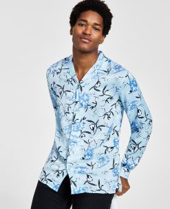 INC International Concepts Men's Jess Classic-Fit Long Sleeve Floral Print Camp Shirt, Created For Macy's
