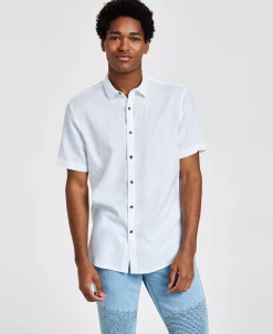 INC International Concepts Men's Regular-Fit Linen Shirt, Created For Macy's -macys shop 22685334 fpx