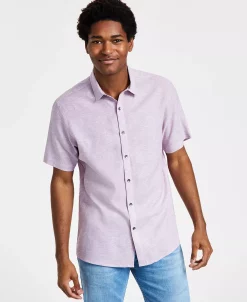 INC International Concepts Men's Regular-Fit Linen Shirt, Created For Macy's -macys shop 22685350 fpx