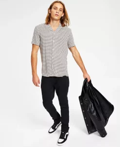 INC International Concepts Men's Dawson Classic-Fit Short-Sleeve Geo Print Camp Shirt, Created For Macy's -macys shop 22685394 fpx