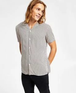 INC International Concepts Men's Dawson Classic-Fit Short-Sleeve Geo Print Camp Shirt, Created For Macy's
