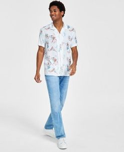 INC International Concepts Men's Jason Classic-Fit Short-Sleeve Abstract Print Camp Shirt, Created For Macy's -macys shop 22685465 fpx