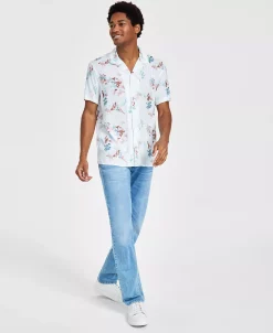 INC International Concepts Men's Jason Classic-Fit Short-Sleeve Abstract Print Camp Shirt, Created For Macy's -macys shop 22685465 fpx