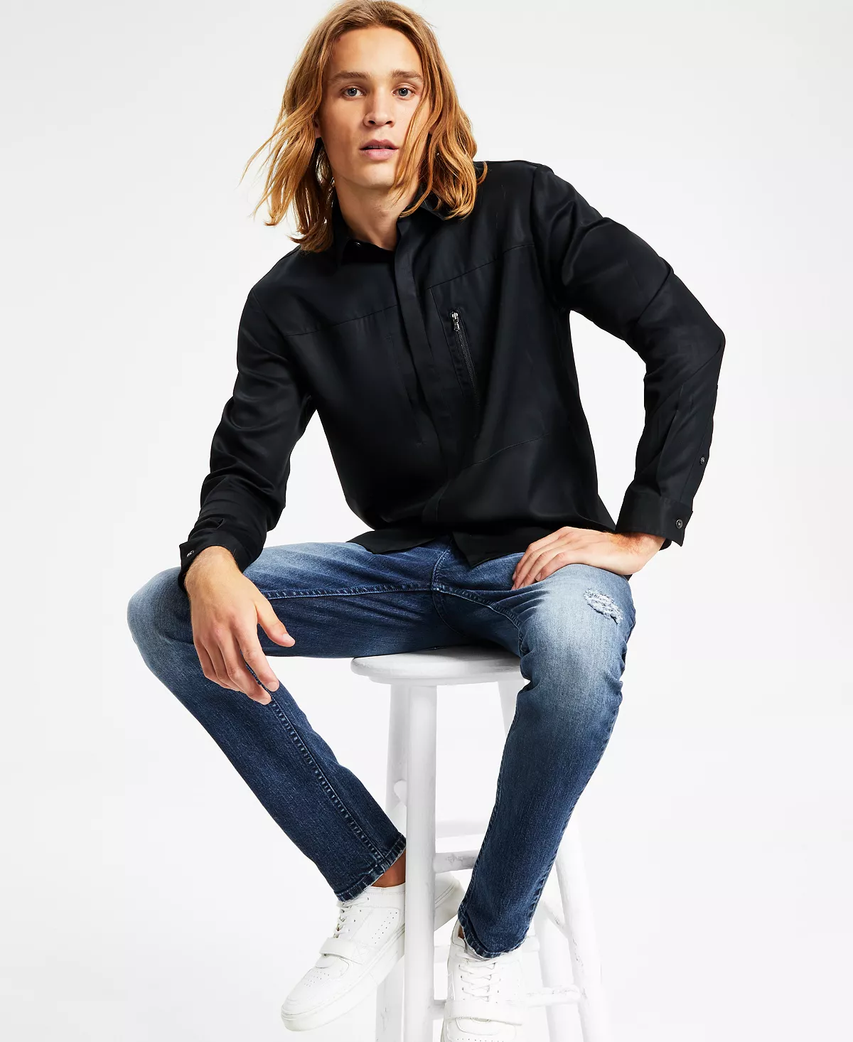 Men's Classic-Fit Long Sleeve Zip-Pocket Shirt, Created For Macy's INC International Concepts Men's Classic-Fit Long Sleeve Zip-Pocket Shirt, Created For Macy's -macys shop