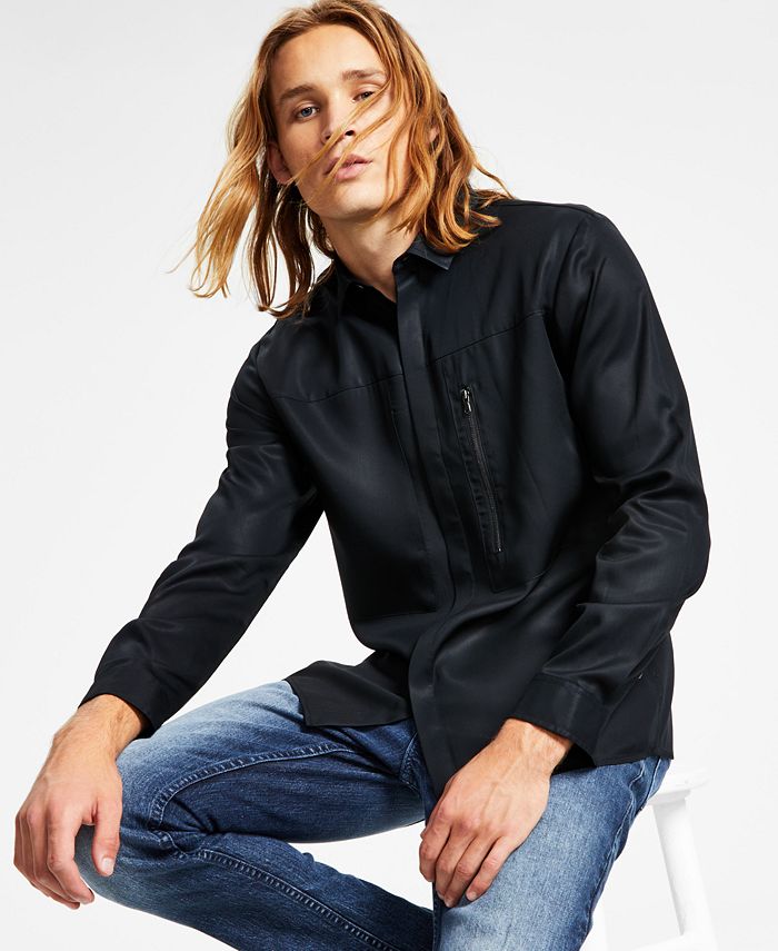 Men's Classic-Fit Long Sleeve Zip-Pocket Shirt, Created For Macy's INC International Concepts Men's Classic-Fit Long Sleeve Zip-Pocket Shirt, Created For Macy's -macys shop