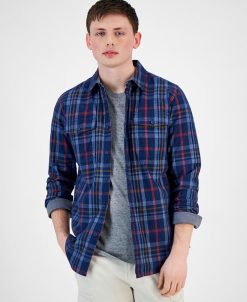 Sun + Stone Men's Mitchell Plaid Shirt, Created For Macy's