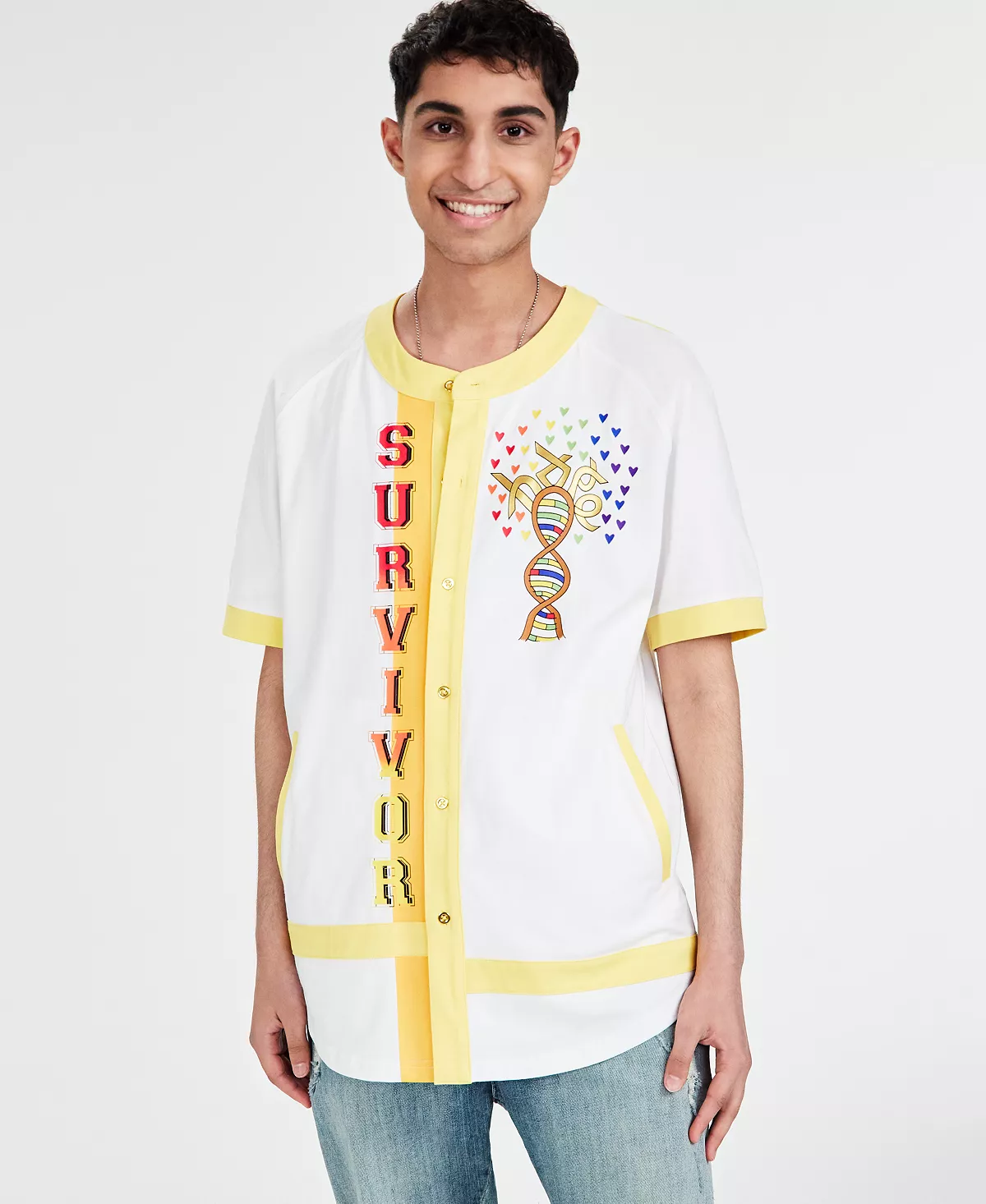 Men's Vivek Hope Classic-Fit Printed Baseball Shirt, Created For Macy's Sun + Stone Men's Vivek Hope Classic-Fit Printed Baseball Shirt, Created For Macy's -macys shop