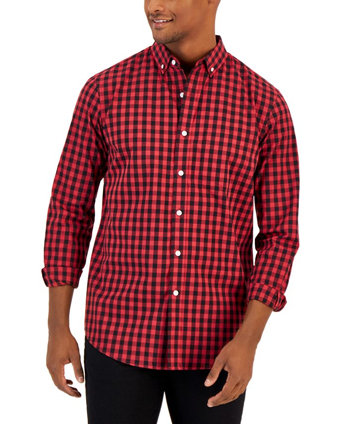 Men's Grant Classic-Fit Check Button-Down Poplin Shirt, Created For Macy's Club Room Men's Grant Classic-Fit Check Button-Down Poplin Shirt, Created For Macy's -macys shop