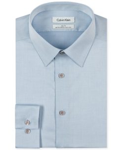 Calvin Klein Men's Slim Fit Non Iron Performance Herringbone Point Collar Dress Shirt