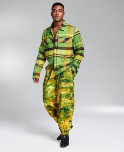 And Now This 5:31 By JÉRÔME LAMAAR Men's Flannel Twill Plaid Long-Sleeve Button-Up Shirt Created For Macy's