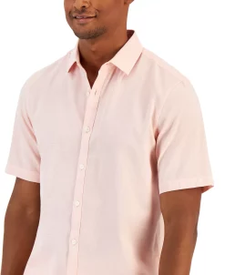 Alfani Men's Short-Sleeve Solid Textured Shirt, Created For Macy's -macys shop 22822791 fpx