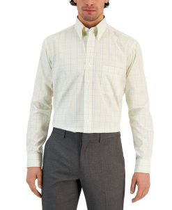 Club Room Men's Regular Fit Ditto Plaid Dress Shirt, Created For Macy's