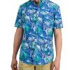 Club Room Men's Lex Classic-Fit Tropical-Print Button-Down Poplin Shirt, Created For Macy's