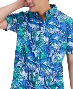 Club Room Men's Lex Classic-Fit Tropical-Print Button-Down Poplin Shirt, Created For Macy's -macys shop 22824548 fpx