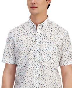 Club Room Men's Off The Hook Classic-Fit Printed Button-Down Poplin Shirt, Created For Macy's 4 Club Room Men's Off The Hook Classic-Fit Printed Button-Down Poplin Shirt, Created For Macy's -macys shop 22824556 fpx