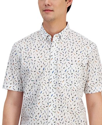 Men's Off The Hook Classic-Fit Printed Button-Down Poplin Shirt, Created For Macy's Club Room Men's Off The Hook Classic-Fit Printed Button-Down Poplin Shirt, Created For Macy's -macys shop