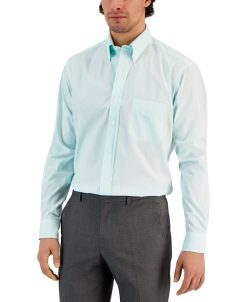 Club Room Men's Regular Fit Cotton Mini Gingham Dress Shirt, Created For Macy's