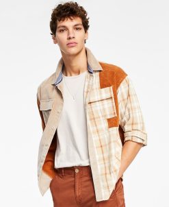 Sun + Stone Men's Bishop Patchwork Shirt, Created For Macy's