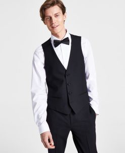 Bar III Men's Slim-Fit Faille-Trim Tuxedo Vest, Created For Macy's