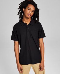 And Now This Men's Textured Short-Sleeve Polo Shirt