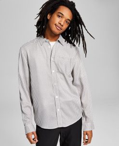 And Now This Men's Mini Check Long-Sleeve Button-Up Shirt