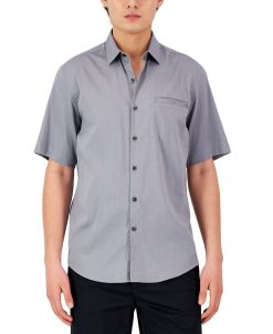 Alfani Men's Short-Sleeve Modern Stretch Dobby Shirt, Created For Macy's
