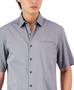 Alfani Men's Short-Sleeve Modern Stretch Dobby Shirt, Created For Macy's -macys shop 22988246 fpx