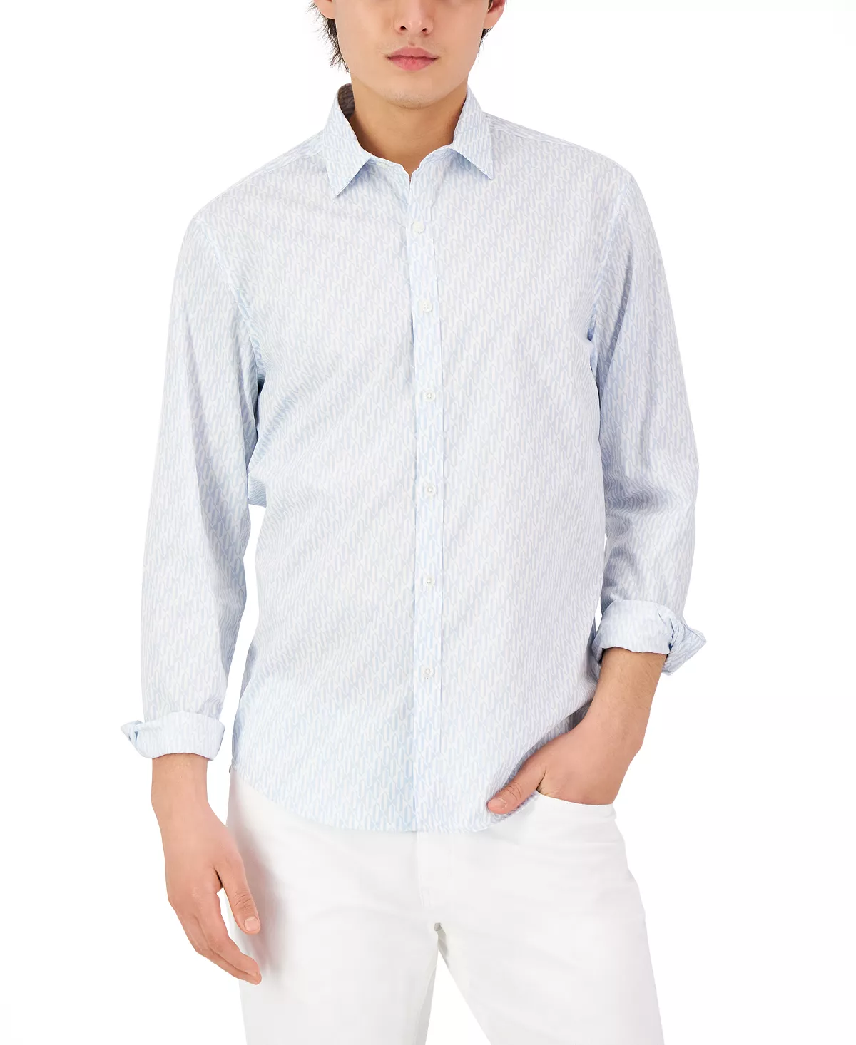 Men's Mode Geometric Print Long-Sleeve Shirt, Created For Macy's Alfani Men's Mode Geometric Print Long-Sleeve Shirt, Created For Macy's -macys shop
