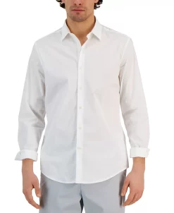 Alfani Men's Modern Classic-Fit Stretch Solid Button-Down Shirt, Created For Macy's -macys shop 22988340 fpx