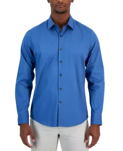 Alfani Men's Modern Classic-Fit Stretch Solid Button-Down Shirt, Created For Macy's -macys shop 22988341 fpx
