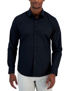 Alfani Men's Modern Classic-Fit Stretch Solid Button-Down Shirt, Created For Macy's