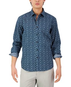 Alfani Men's Long-Sleeve Floral Print Shirt, Created For Macy's